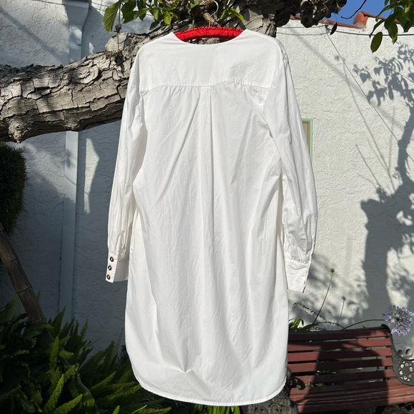 Guess Marciano Crisp White Cotton Shirtdress | Button-Down Bib-Front Dress | S - Picture 3 of 14